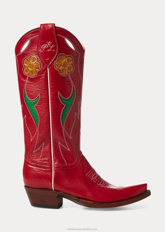 bota vaquera de cuero selene mujer rojo Ralph Lauren 2XR2V9636