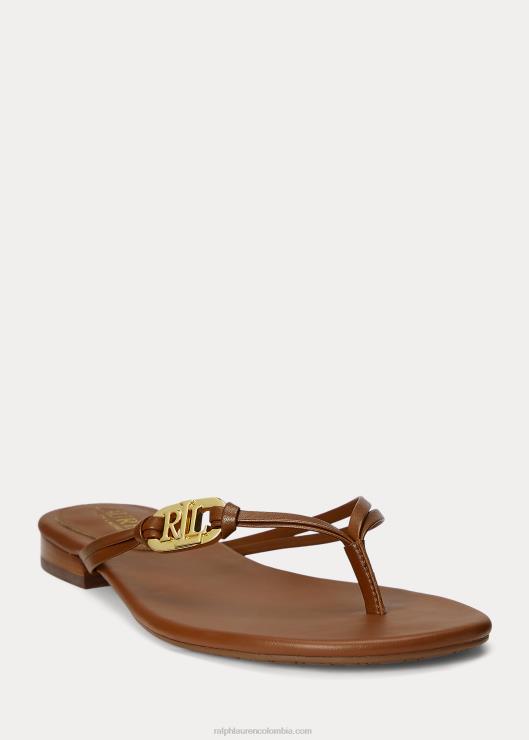 chanclas emalia de napa mujer bronceado profundo Ralph Lauren 2XR2V9605