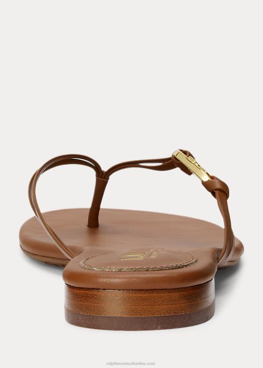 chanclas emalia de napa mujer bronceado profundo Ralph Lauren 2XR2V9605