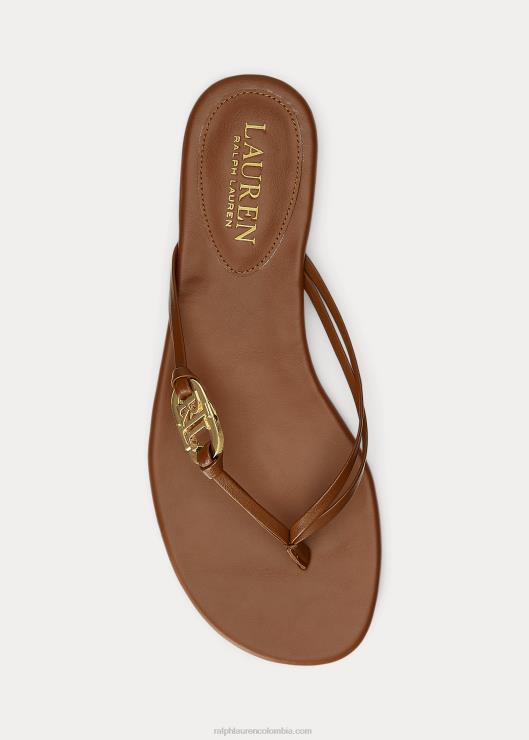 chanclas emalia de napa mujer bronceado profundo Ralph Lauren 2XR2V9605