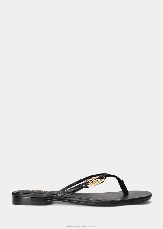 chanclas emalia de napa mujer negro Ralph Lauren 2XR2V9604