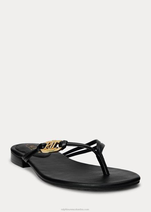 chanclas emalia de napa mujer negro Ralph Lauren 2XR2V9604