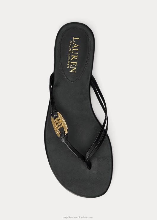 chanclas emalia de napa mujer negro Ralph Lauren 2XR2V9604