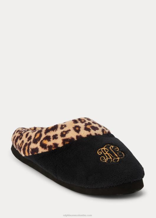 slippers con logo de leopardo mujer negro Ralph Lauren 2XR2V9717
