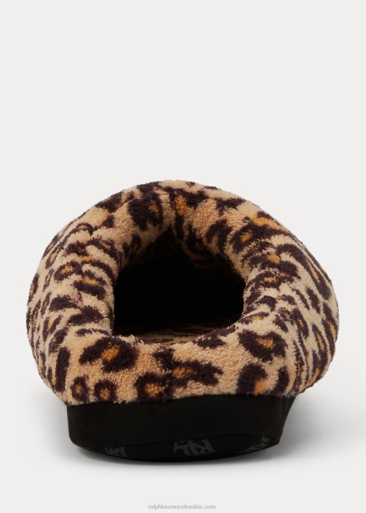 slippers con logo de leopardo mujer negro Ralph Lauren 2XR2V9717