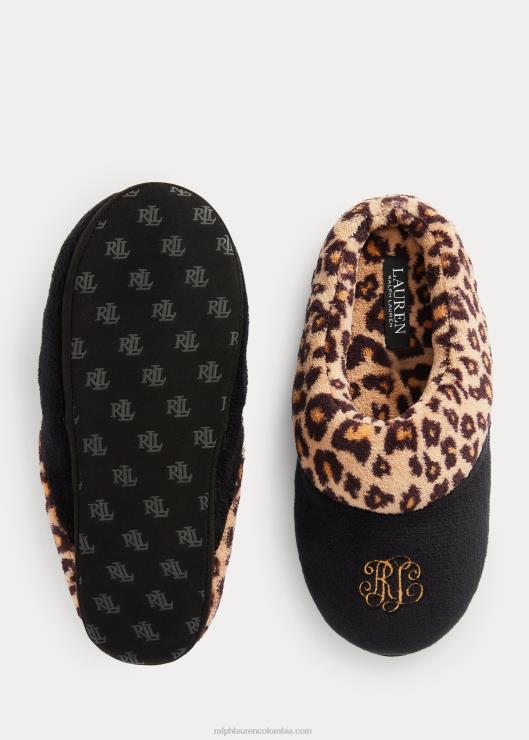 slippers con logo de leopardo mujer negro Ralph Lauren 2XR2V9717