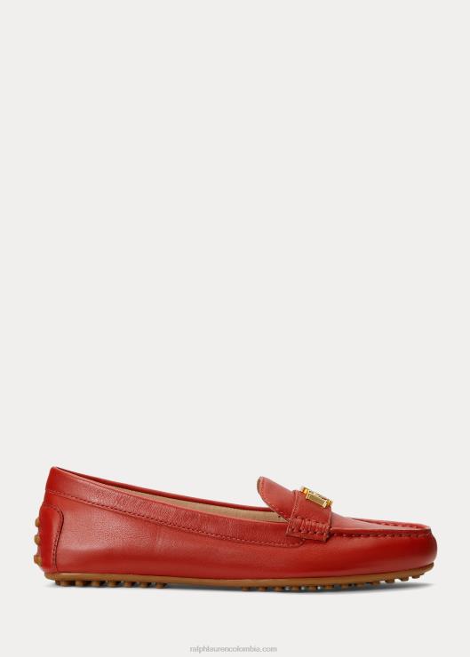 conductor de cuero de napa barnsbury mujer piedra solar roja Ralph Lauren 2XR2V5077