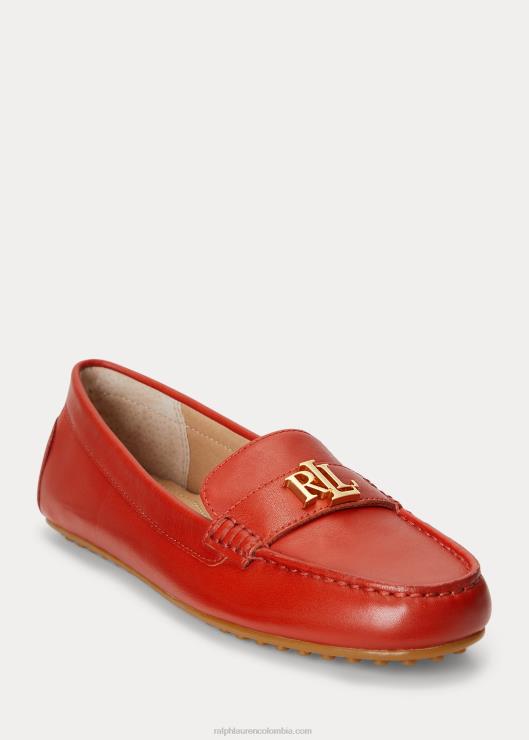 conductor de cuero de napa barnsbury mujer piedra solar roja Ralph Lauren 2XR2V5077