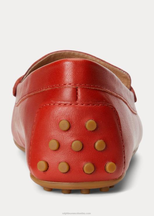 conductor de cuero de napa barnsbury mujer piedra solar roja Ralph Lauren 2XR2V5077