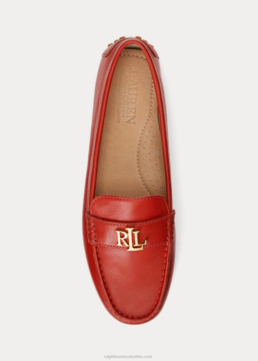conductor de cuero de napa barnsbury mujer piedra solar roja Ralph Lauren 2XR2V5077