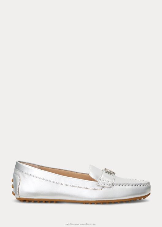 conductor de cuero napa metalizado barnsbury mujer plata brillante Ralph Lauren 2XR2V5071