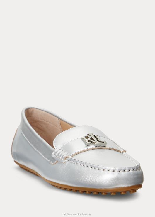 conductor de cuero napa metalizado barnsbury mujer plata brillante Ralph Lauren 2XR2V5071