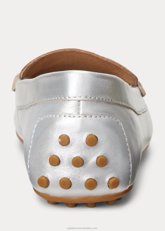 conductor de cuero napa metalizado barnsbury mujer plata brillante Ralph Lauren 2XR2V5071