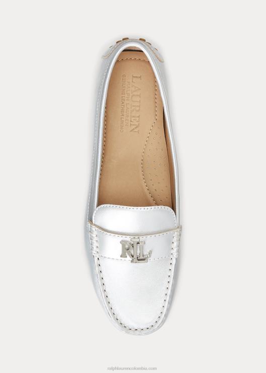 conductor de cuero napa metalizado barnsbury mujer plata brillante Ralph Lauren 2XR2V5071