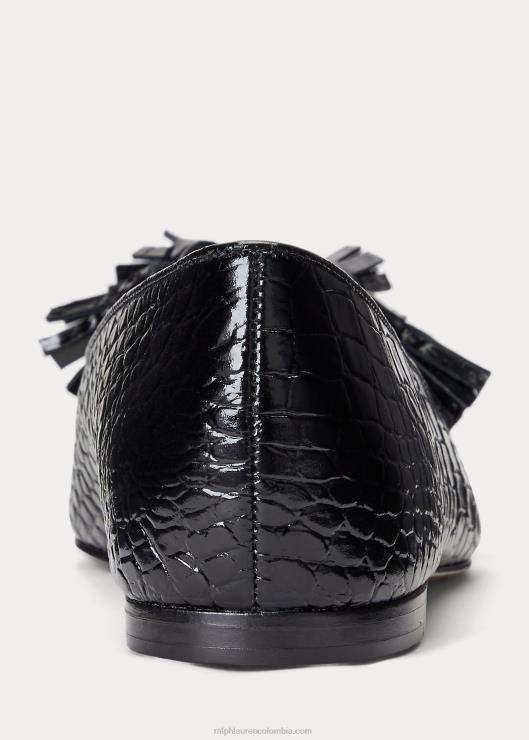 mocasines ashtyn de piel grabada mujer negro Ralph Lauren 2XR2V9614