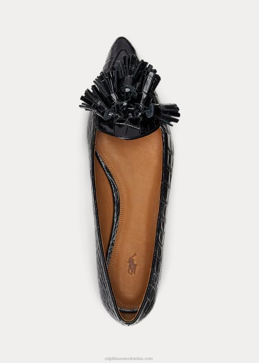 mocasines ashtyn de piel grabada mujer negro Ralph Lauren 2XR2V9614