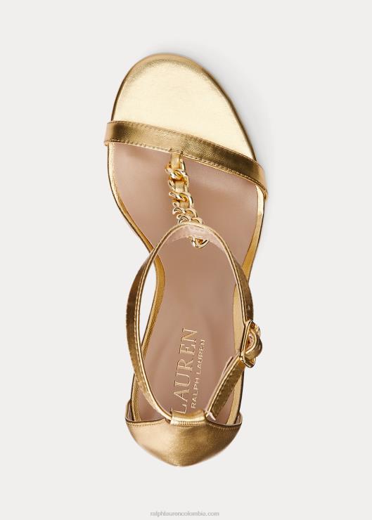 Sandalia kate de napa metalizada mujer oro moderno Ralph Lauren 2XR2V9720