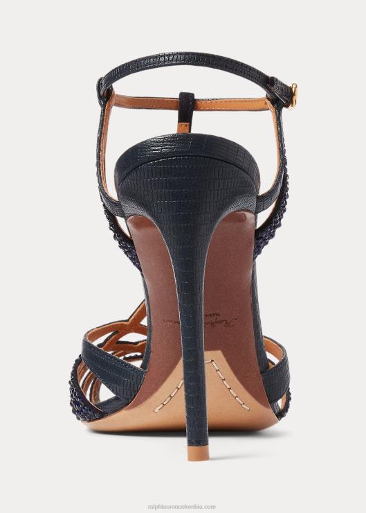 sandalia Wells de ante y piel adornada mujer marina marina Ralph Lauren 2XR2V9665