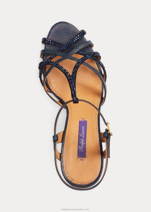 sandalia Wells de ante y piel adornada mujer marina marina Ralph Lauren 2XR2V9665