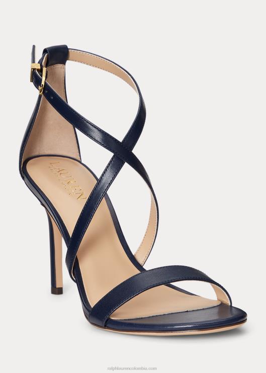 sandalia gabriele de piel bruñida mujer azul marino refinado Ralph Lauren 2XR2V5002