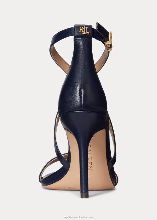 sandalia gabriele de piel bruñida mujer azul marino refinado Ralph Lauren 2XR2V5002