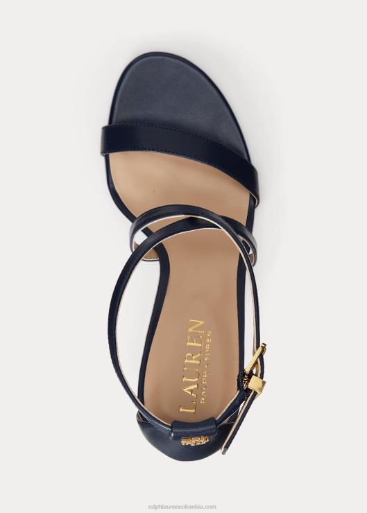 sandalia gabriele de piel bruñida mujer azul marino refinado Ralph Lauren 2XR2V5002