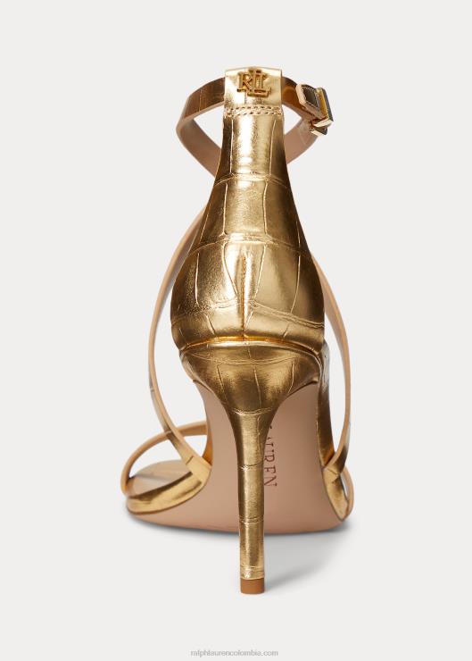sandalia gabriele de piel metalizada mujer oro moderno Ralph Lauren 2XR2V5006