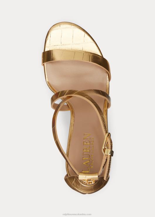 sandalia gabriele de piel metalizada mujer oro moderno Ralph Lauren 2XR2V5006