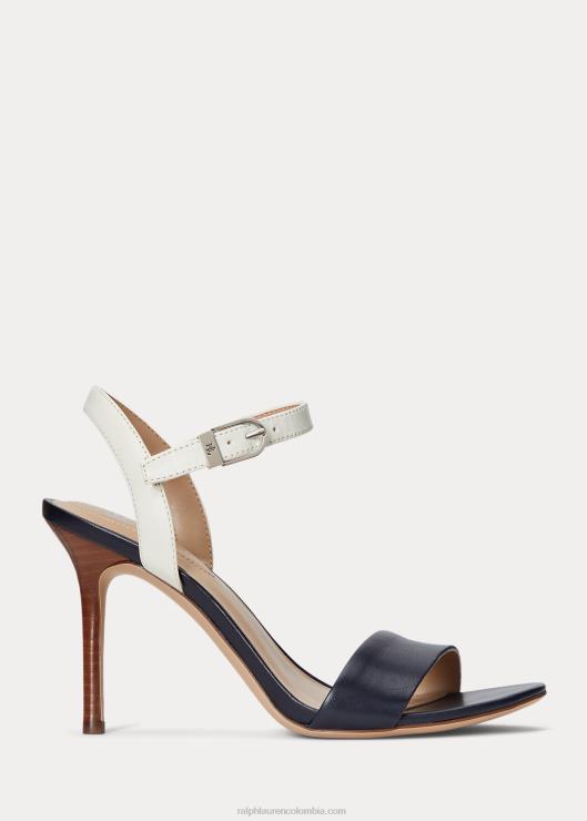 sandalia gwen de napa mujer azul marino/vainilla Ralph Lauren 2XR2V5019