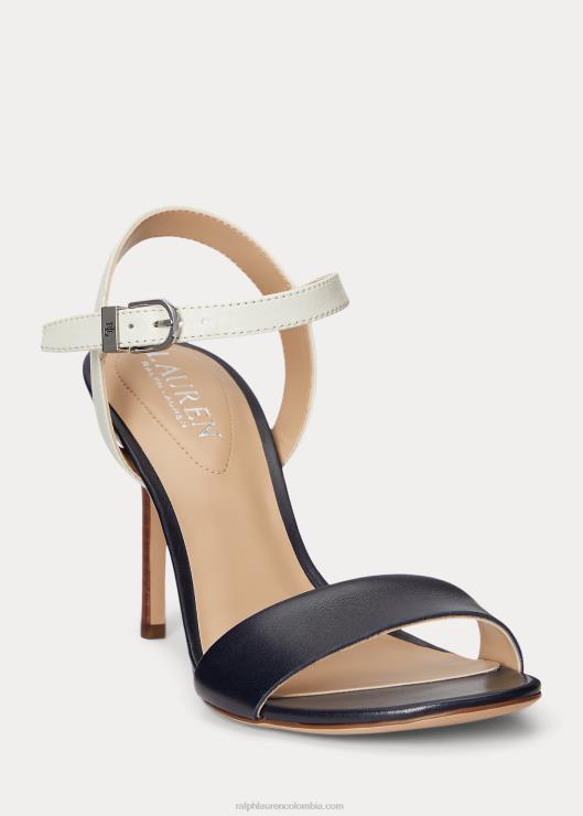 sandalia gwen de napa mujer azul marino/vainilla Ralph Lauren 2XR2V5019