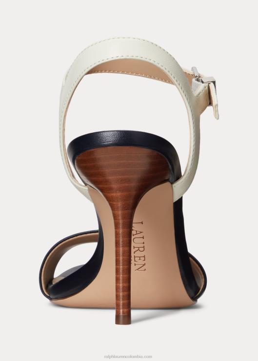 sandalia gwen de napa mujer azul marino/vainilla Ralph Lauren 2XR2V5019