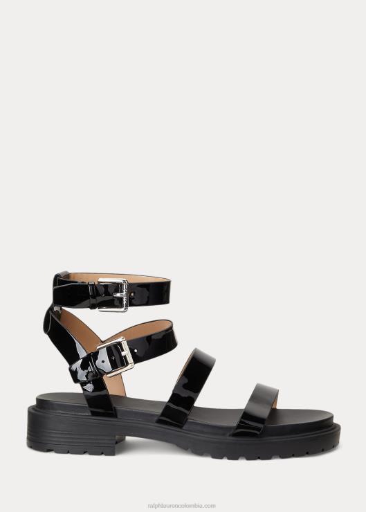 sandalia kayleen de charol mujer negro Ralph Lauren 2XR2V9712