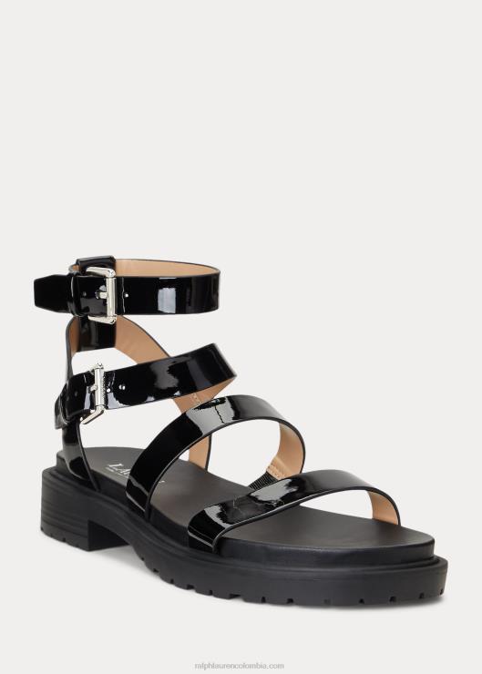 sandalia kayleen de charol mujer negro Ralph Lauren 2XR2V9712