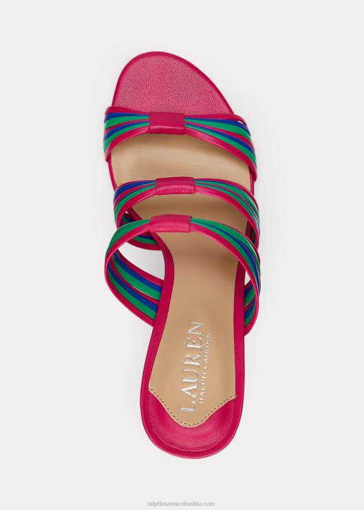 sandalia lorraine de napa a rayas mujer multicolor/rosa Ralph Lauren 2XR2V4996