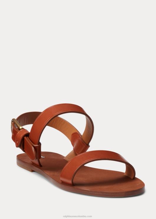 sandalia plana de piel de becerro mujer Cuoio Ralph Lauren 2XR2V4963