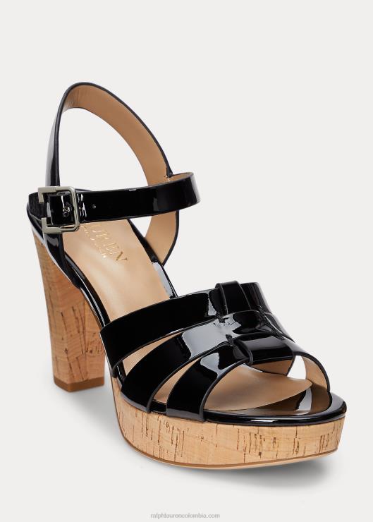 sandalia sofia de charol mujer negro Ralph Lauren 2XR2V5000
