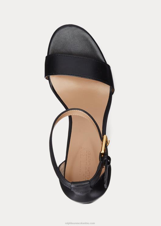 sandalia sylvia de piel bruñida mujer negro Ralph Lauren 2XR2V5021