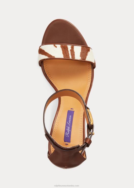 sandalias Channing Welington con detalles bruñidos mujer marrón/crema Ralph Lauren 2XR2V9667