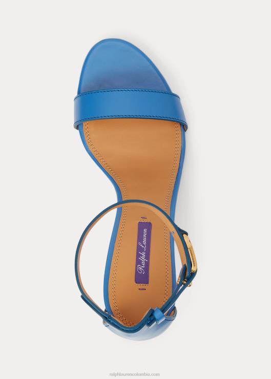 sandalias Channing Welington de piel de becerro mujer azul medio Ralph Lauren 2XR2V9663
