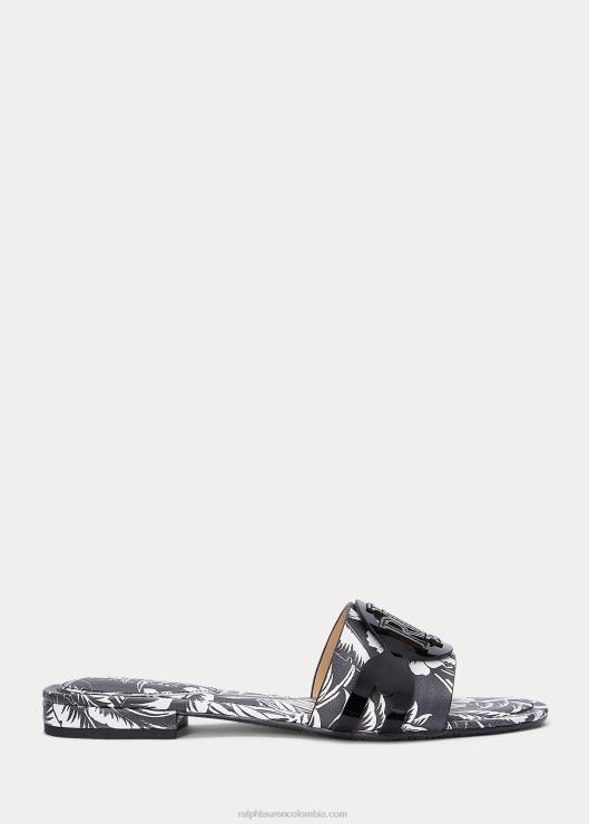 sandalias alegra de piel con motivo floral mujer blanco negro Ralph Lauren 2XR2V4990