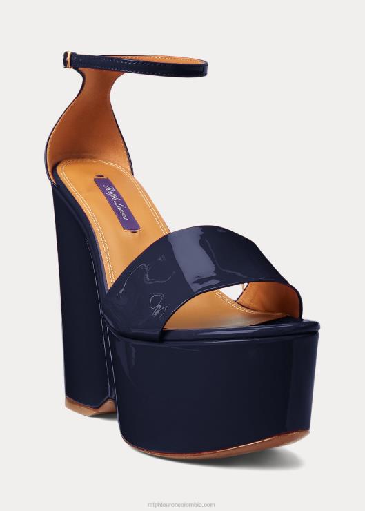 sandalias allston de charol de becerro mujer marina marina Ralph Lauren 2XR2V9669