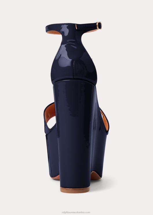 sandalias allston de charol de becerro mujer marina marina Ralph Lauren 2XR2V9669