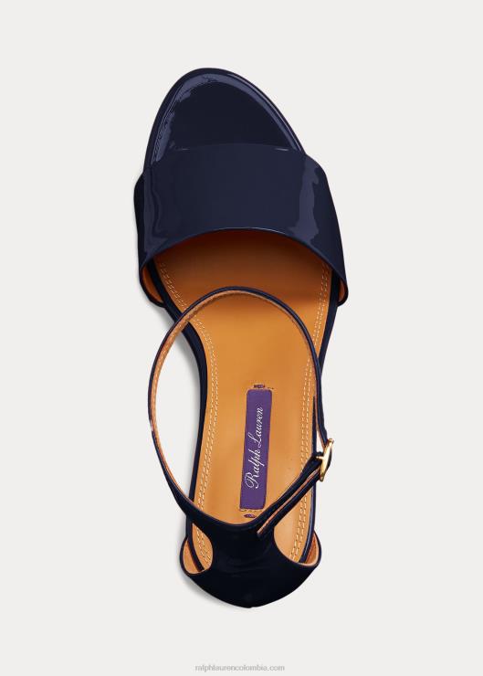 sandalias allston de charol de becerro mujer marina marina Ralph Lauren 2XR2V9669