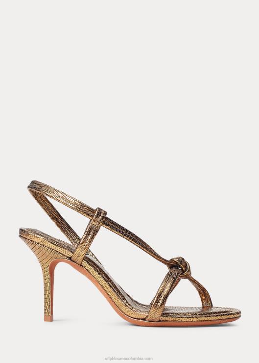 sandalias anudadas de piel de becerro metalizada mujerRalph Lauren 2XR2V5108