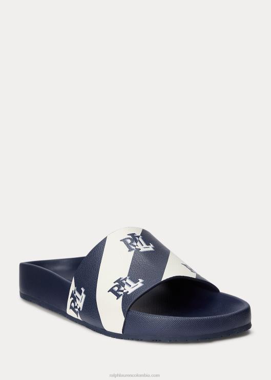 sandalias audrina de piel sintética con logo mujer azul marino refinado Ralph Lauren 2XR2V4993
