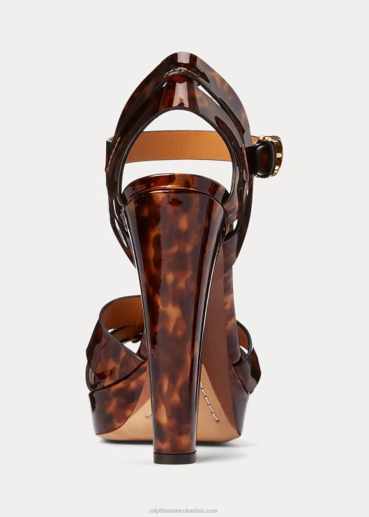 sandalias callahan de charol de becerro mujer marrón multi Ralph Lauren 2XR2V9658