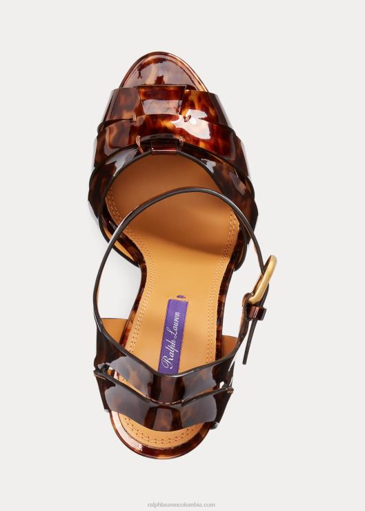 sandalias callahan de charol de becerro mujer marrón multi Ralph Lauren 2XR2V9658