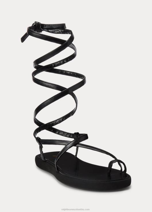 sandalias con tira en el dedo y cordones mujer negro Ralph Lauren 2XR2V4964