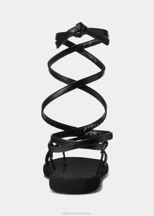 sandalias con tira en el dedo y cordones mujer negro Ralph Lauren 2XR2V4964