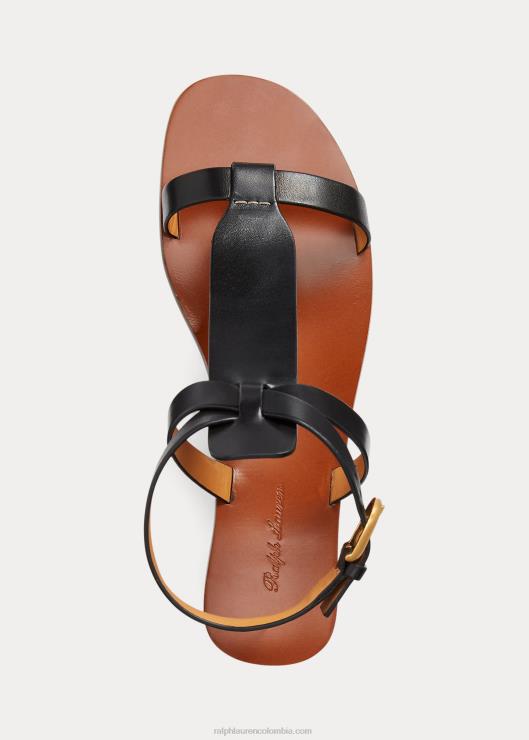 sandalias dyllon de piel de becerro bruñida mujer negro Ralph Lauren 2XR2V9651